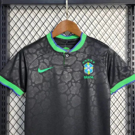 Brazil Leopard 22/23 Shirt - Black and Green Kids Fan Shirt
