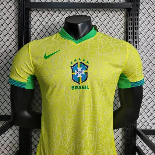 Brazil Home Shirt 24/25 - Men's Player Yellow Shield in the Middle