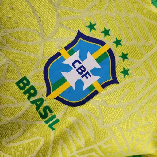 Brazil Home Shirt 24/25 - Men's Player Yellow Shield in the Middle