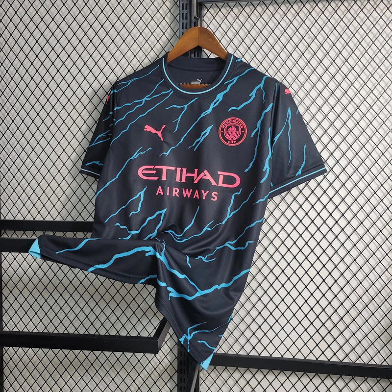 Manchester City Away II Shirt 23/24 - Men's Fan Black and Blue