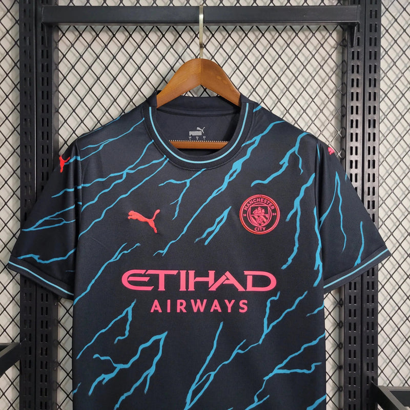 Manchester City Away II Shirt 23/24 - Men's Fan Black and Blue