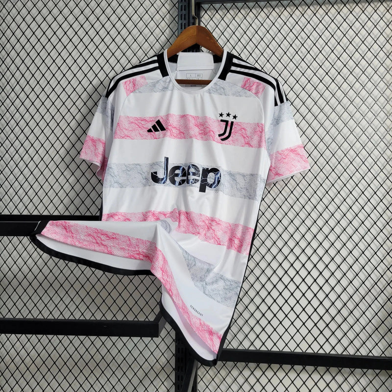 Juventus Away Shirt 23/24 - Men's White and Pink Fan Shirt