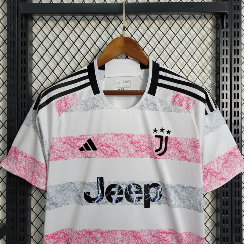Juventus Away Shirt 23/24 - Men's White and Pink Fan Shirt