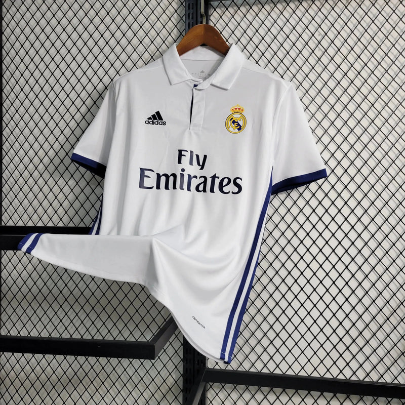 Real Madrid Retro 16/17 Shirt - Men's White Fan Shirt