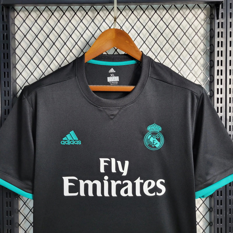 Real Madrid Retro Away Shirt 17/18 - Men's Fan Shirt Black and Blue
