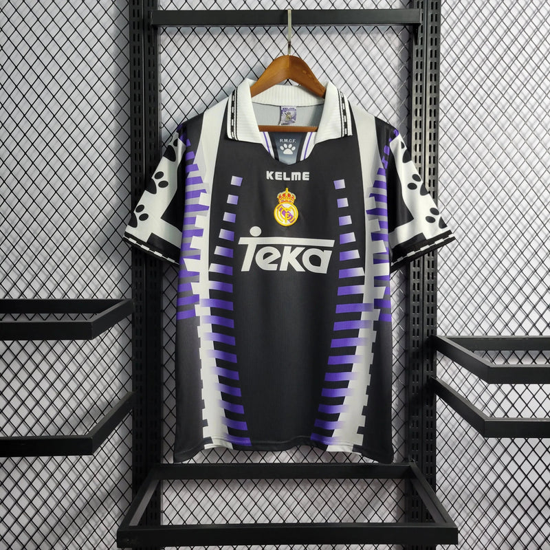 Real Madrid Retro Away Shirt 1997/98 - Men's Fan Shirt - Black, Purple and White