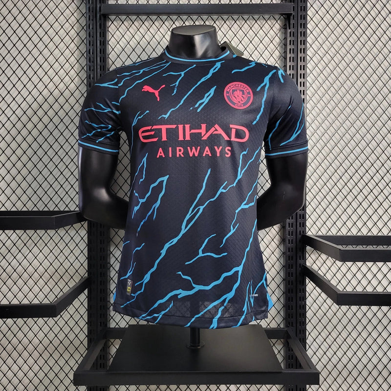 Manchester City Third Away Shirt 23/24 - Mens Player Black