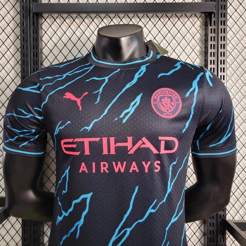 Manchester City Third Away Shirt 23/24 - Mens Player Black
