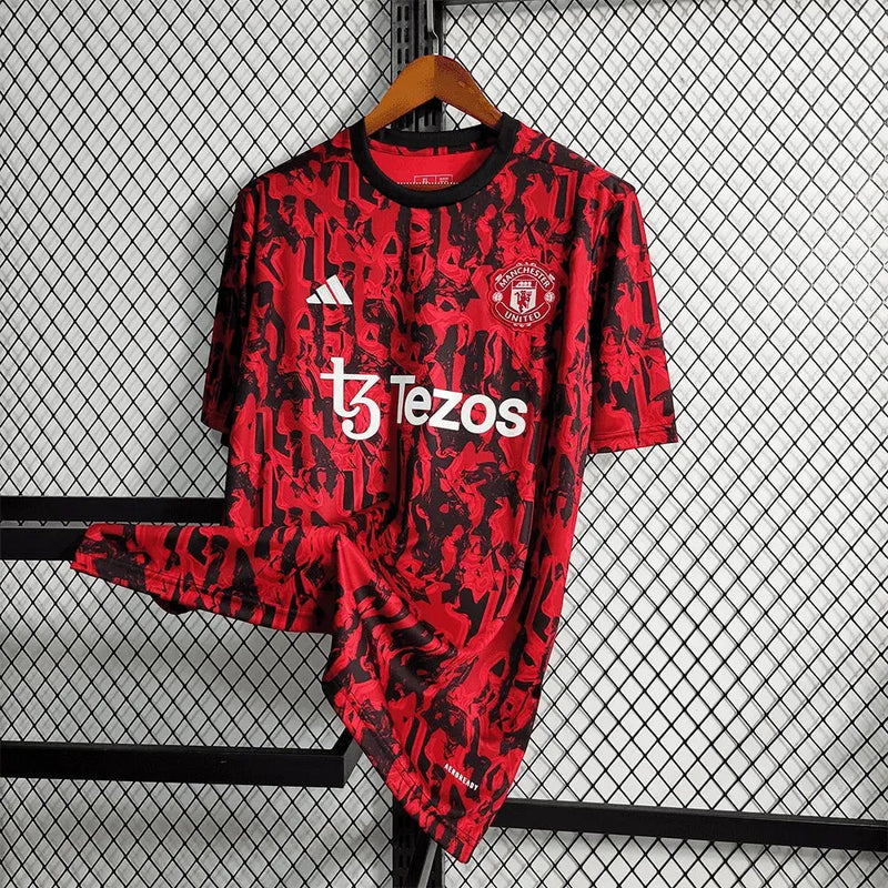 Manchester United Training Shirt 23/24 - Men's Fan Black and Red