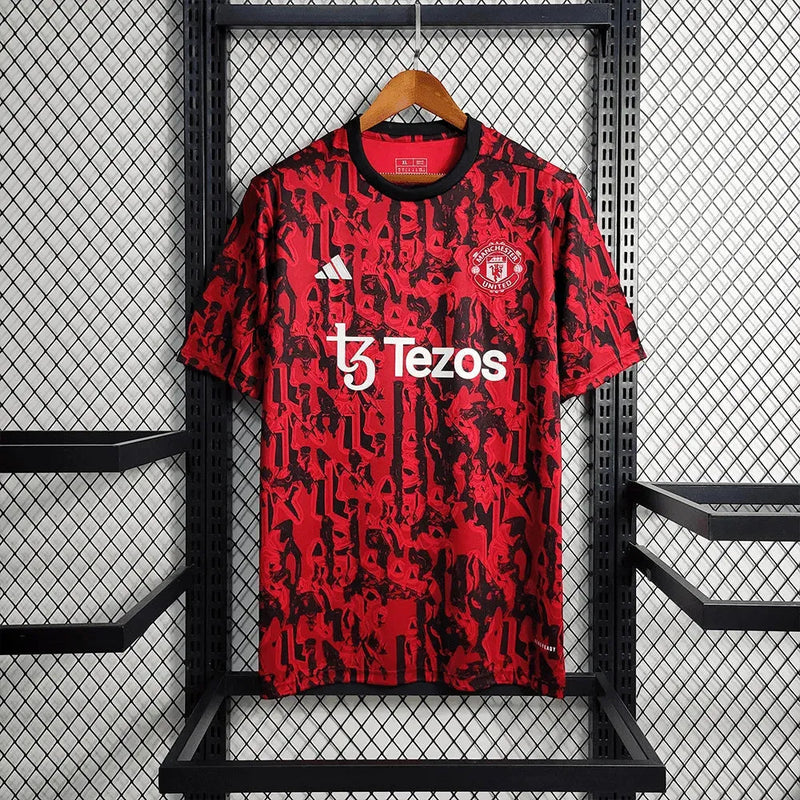 Manchester United Training Shirt 23/24 - Men's Fan Black and Red