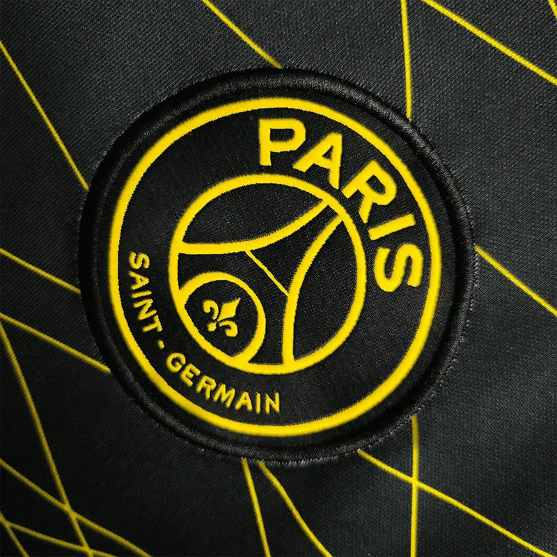 PSG V Away Shirt 23/24 - Men's Black and Yellow Fan Shirt