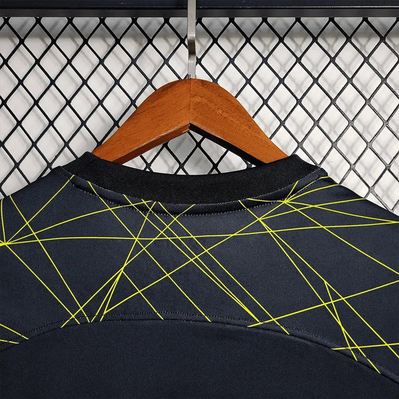 PSG V Away Shirt 23/24 - Men's Black and Yellow Fan Shirt