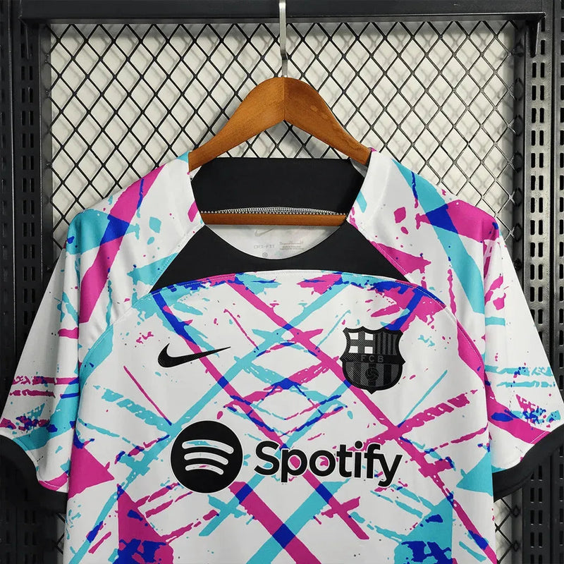 Barcelona Training Jersey 23/24 - Men's Fan Shirt White and Pink