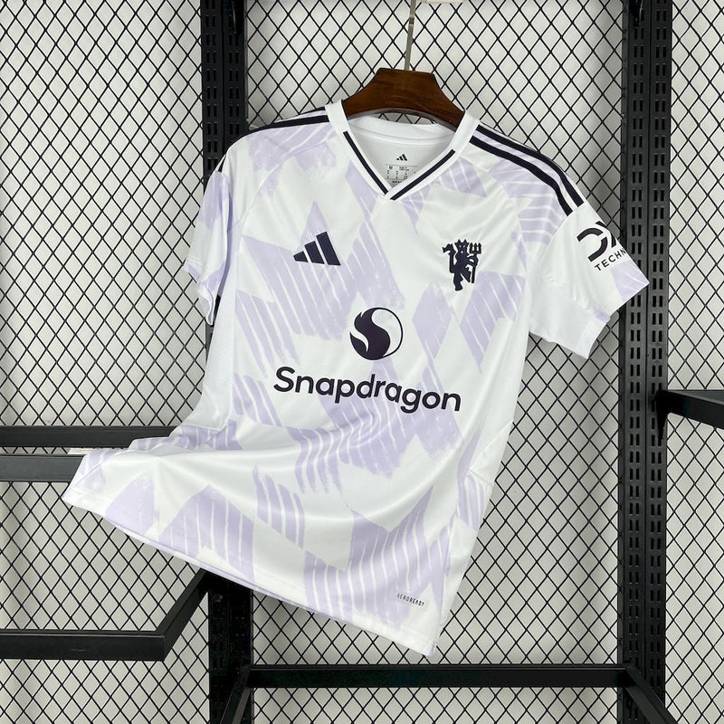 Manchester United Away Shirt 25/26 - Men's White and Purple Fan Shirt