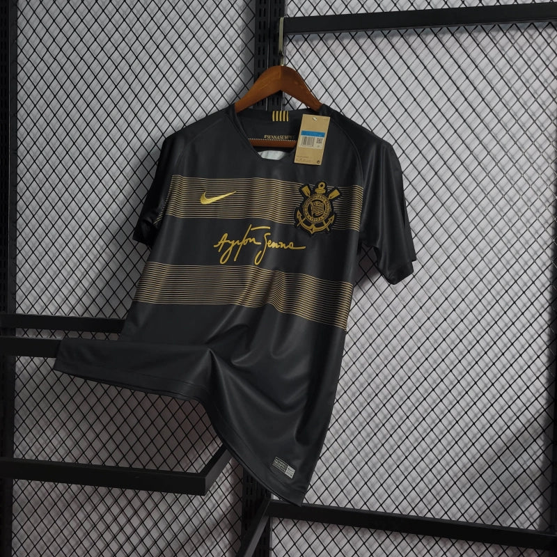 Timão Ayrton Senna Away Retro 18/19 Shirt - Men's Fan Black and Yellow