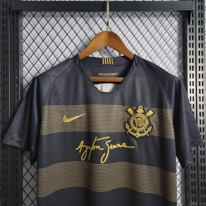 Timão Ayrton Senna Away Retro 18/19 Shirt - Men's Fan Black and Yellow