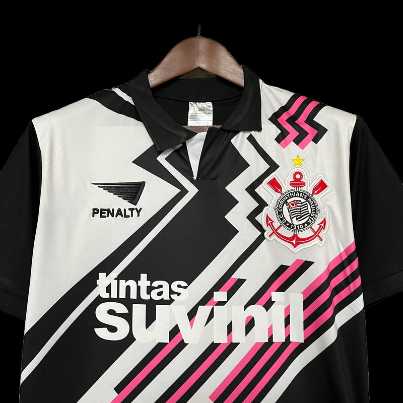 Retro 1998 Timão Goalkeeper Shirt - Men's Fan Black/White/Pink