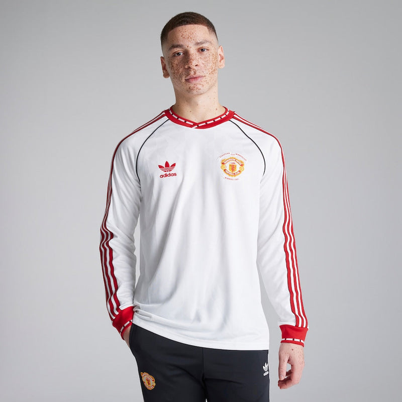 Manchester United Retro Away Shirt 1991 - Men's White Long Sleeve Fan Shirt
