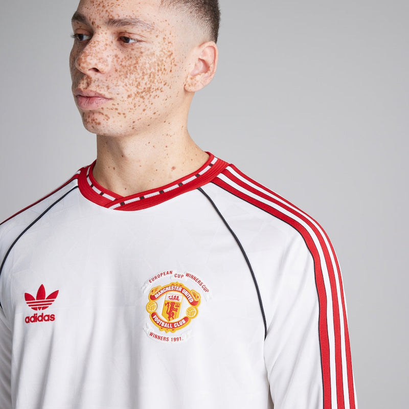 Manchester United Retro Away Shirt 1991 - Men's White Long Sleeve Fan Shirt