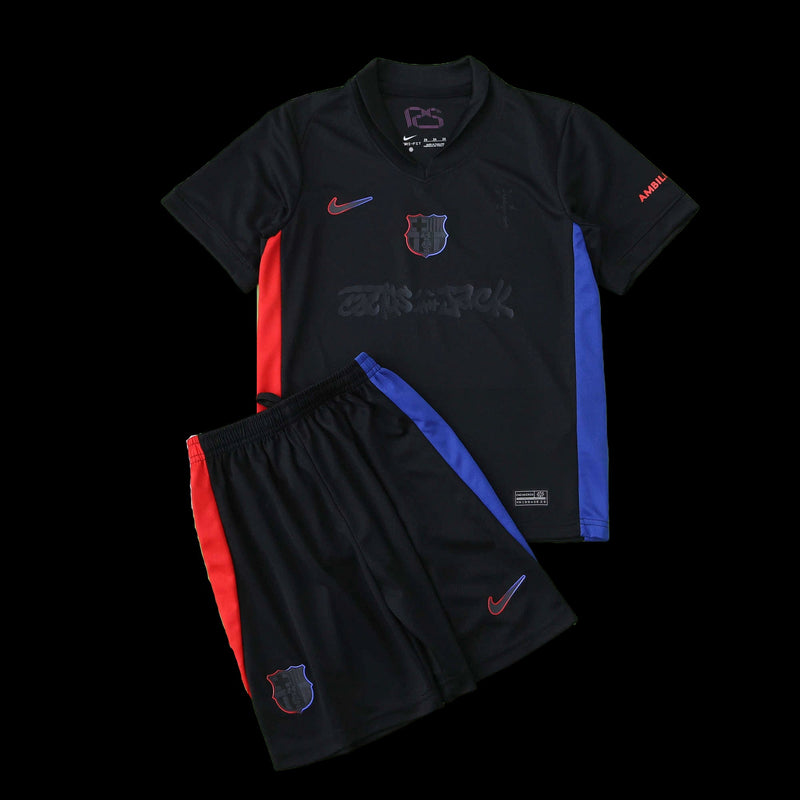 Barcelona TRAVIS SCOTT Away 24/25 Shirt - Kids Fan Black