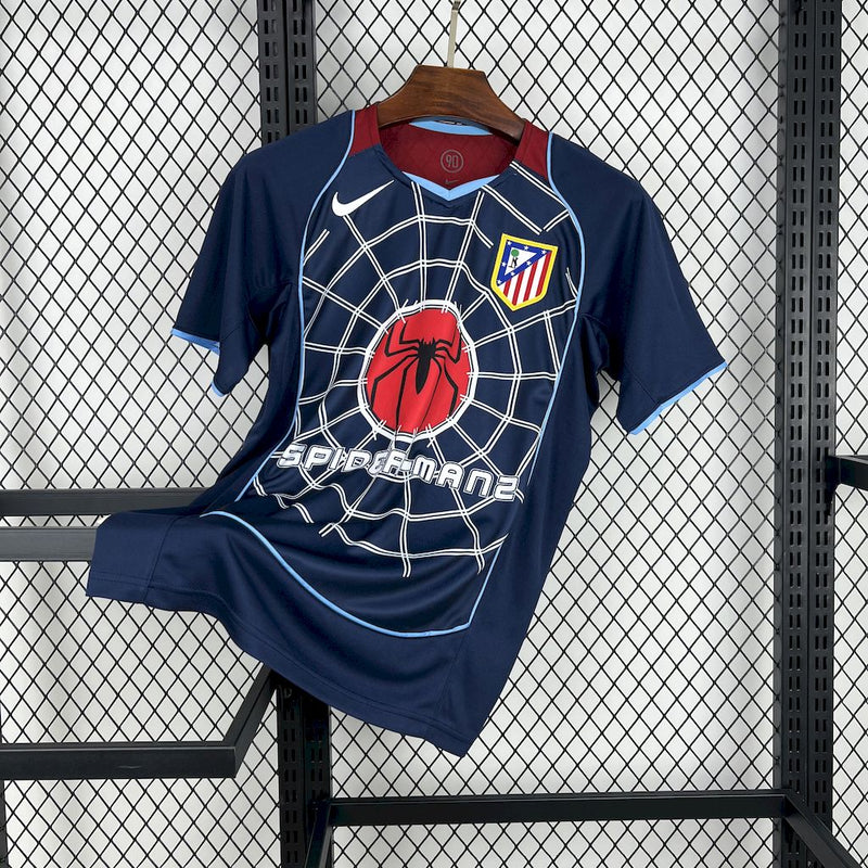 Atlético de Madrid x Spider-Man 2 Retro Away Shirt 2004/05 - Men's Fan Shirt Blue