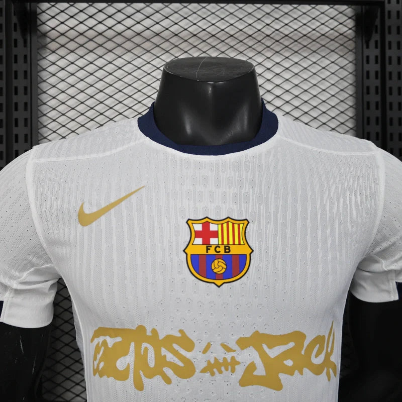 TRAVIS SCOTT 25/26 Barcelona Shirt - Men's Player White and Gold