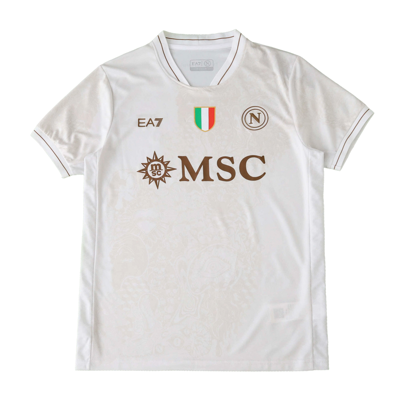 Napoli Away Shirt 25/26 - Men's White Gold Fan Shirt