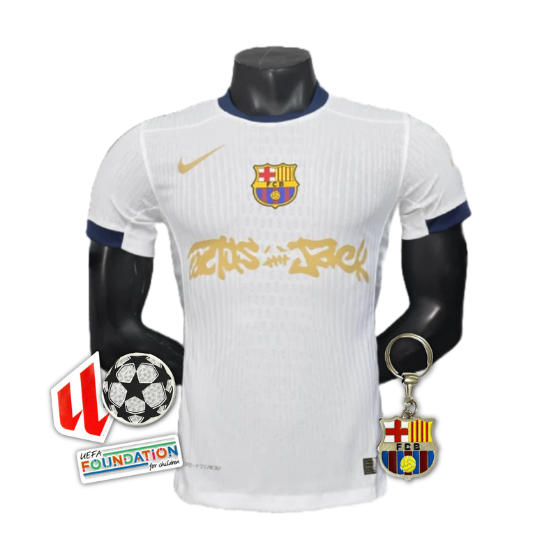 TRAVIS SCOTT 25/26 Barcelona Shirt - Men's Player White and Gold